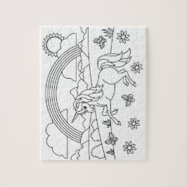 Quebra-cabeça Crianças me colorem Unicorn arco-íris