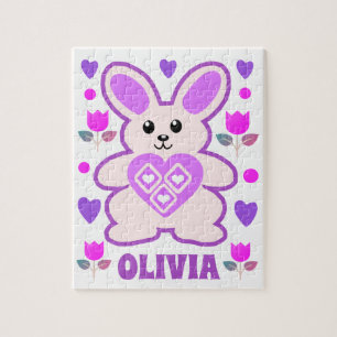 Quebra-cabeça Crianças Personalizadas De Coelhinhos Roxos
