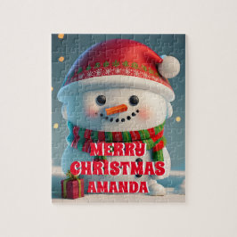 Quebra-cabeça Crianças Personalizadas de Natal Bonitas Snowman