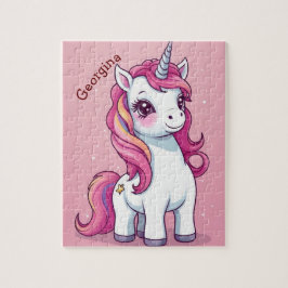 Quebra-cabeça Crianças Personalizadas do Unicórnio Rosa Whimsica