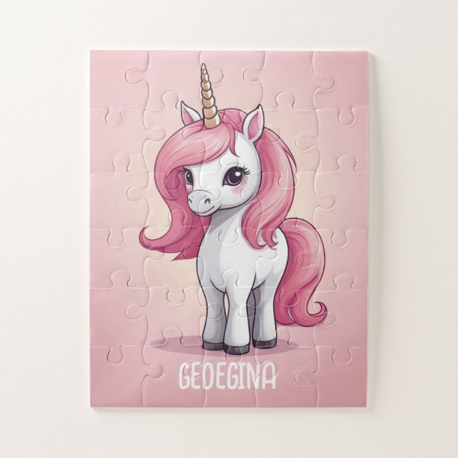 Quebra-cabeça Crianças Personalizadas Fantásticas do Unicórnio E (Vertical)