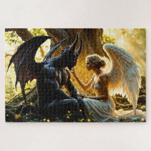 Quebra-cabeça Criaturas celestiais fantasia de demônio de anjo