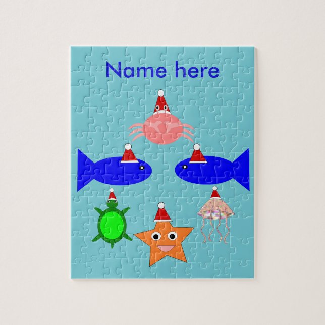 Quebra-cabeça Criaturas do Mar de Natal Personalizadas (Vertical)
