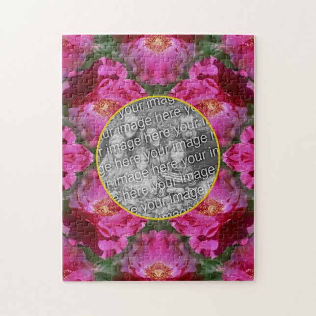 Quebra-cabeça Crie seu próprio quadro floral de rosas cor-de-ros (Vertical)