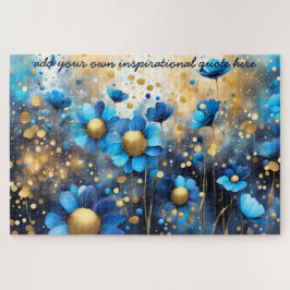 Quebra-cabeça crie sua própria citação inspiradora, azul floral