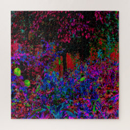 Quebra-cabeça Crimson Red e Black Garden Sunrise Psicodélica