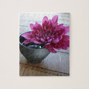 Quebra-cabeça Crisântemo cor-de-rosa bonito no estilo do zen