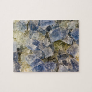 Quebra-cabeça Cristais azuis da fluorite na matriz
