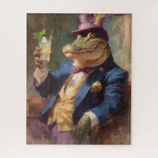 Quebra-cabeça Crocodile with Mojito Whimsical Victorian Image