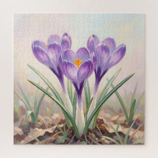 Quebra-cabeça Crocus Roxo Sonhador Florindo na Primavera (Vertical)
