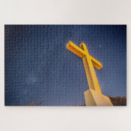 Quebra-cabeça Cross on Pensacola Beach com Milky way