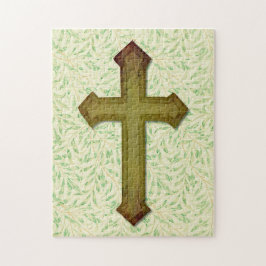 Quebra-cabeça Cruz de Fé Verde Bonito Puzzle