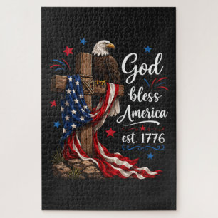Quebra-cabeça Cruz Patriótica Deus Abençoe a América