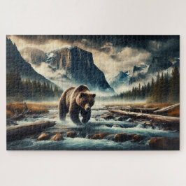 Quebra-cabeça Cruzamento Grizzly, Urso Grizzly, Paisagem Montanh
