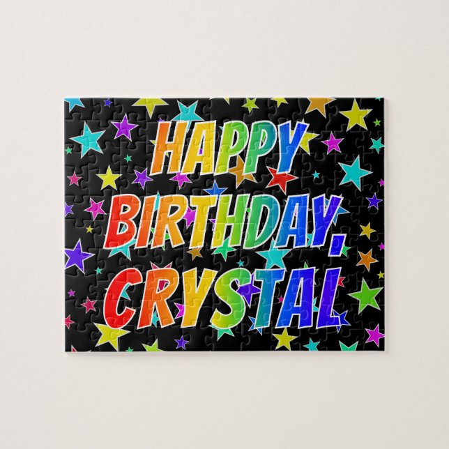 Quebra-cabeça "CRYSTAL" Primeiro Nome, Diversão "FELIZ ANIVERSÁR (Horizontal)