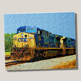 Quebra-cabeça CSX Yellow Blue Diesel Locomotive Railroad Train