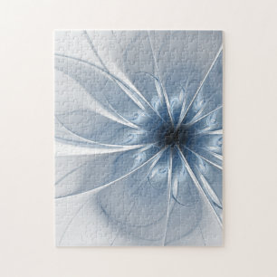 Quebra-cabeça Cu de flor de fantasia fractal azul macio e tenra