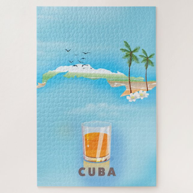 Quebra-cabeça Cuba mapa ilustrado de viagem pôster (Vertical)