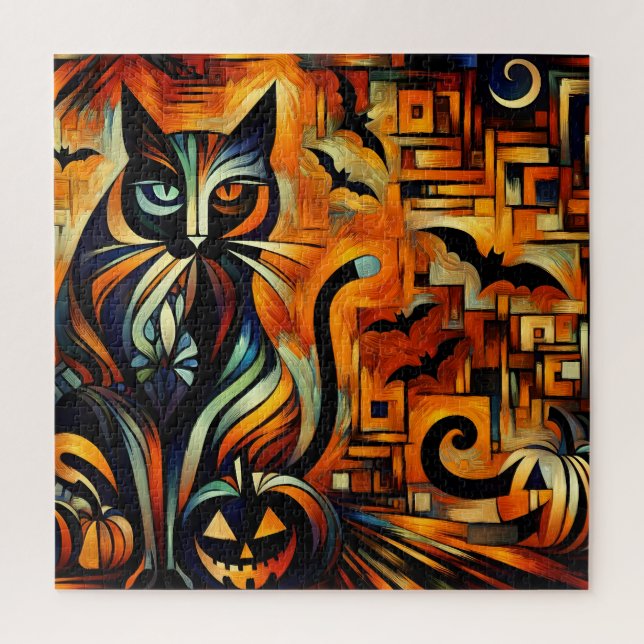 Quebra-cabeça Cubismo Halloween Cat JigserQuebra-cabeça (Vertical)