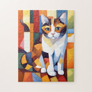 Quebra-cabeça Cubist Calico Cat Art