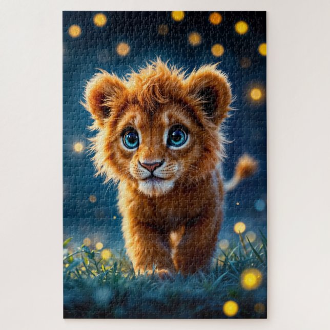 Quebra-cabeça Cubo de leão de ouro Whimsical em cena de sonho (Vertical)
