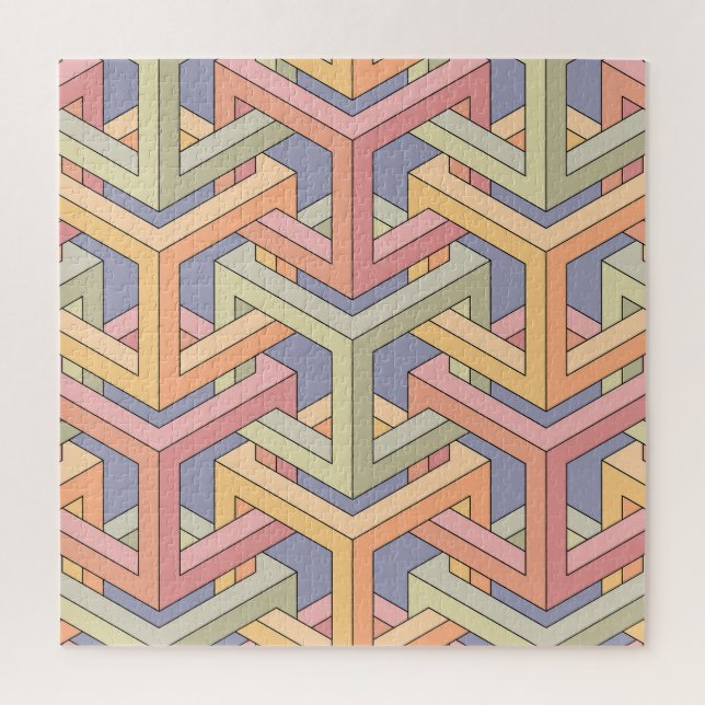 Quebra-cabeça Cubos 3D, Padrão De Ilusão Óptica. (Vertical)