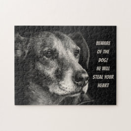 Quebra-cabeça Cuidado com o cão, foto personalizada de animais d