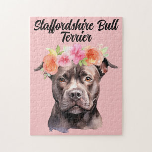 Quebra-cabeça Cuja Aquarela Staffordshire Bull Terrier Dog