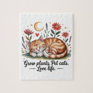 Quebra-cabeça Cultive Plantas que os Gatos Amam Vida Fofa Jardin