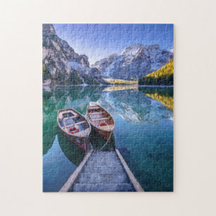 Quebra-cabeça Cumes da dolomite do lago Braies, Italia