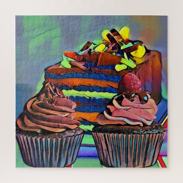 Quebra-cabeça Cupcakes e bolo Ainda a vida Abstrato (Vertical)