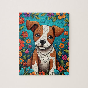 Quebra-cabeça Cuppy com Flores de Arte Folclórica