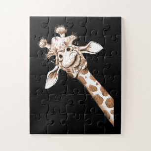 Quebra-cabeça Curiosa Girafa Engraçada Zoo, Presente de Figuran