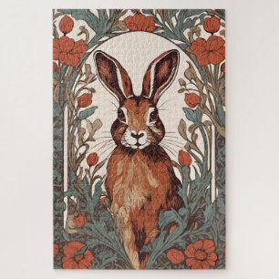 Quebra-cabeça Curiosa lebre William Morris inspirou floral