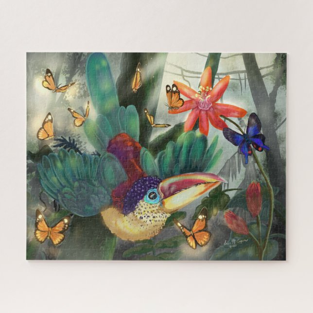 Quebra-cabeça Curl Crested Aracari Toucan (Horizontal)