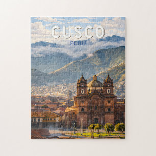 Quebra-cabeça Cusco Peru Ilustração Arte de Viagem Vintage