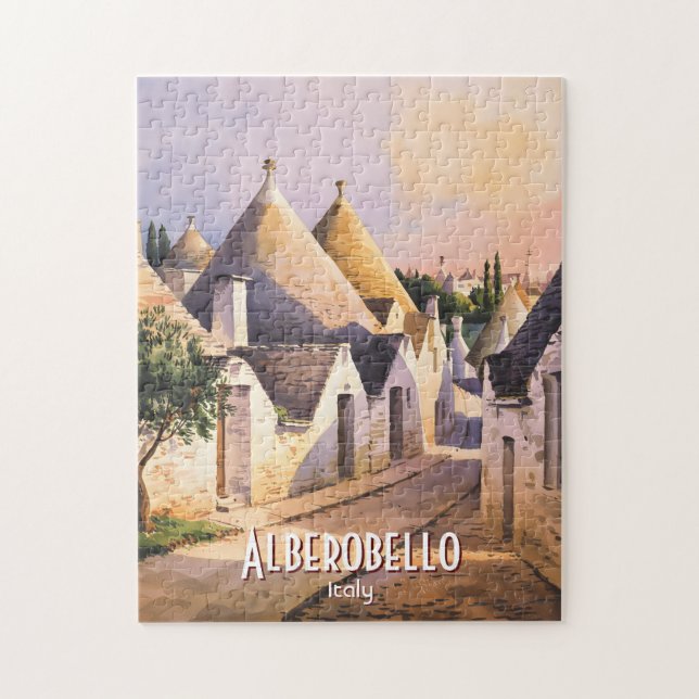 Quebra-cabeça Custom Alberobello Trulli House Watercolor Travel (Vertical)
