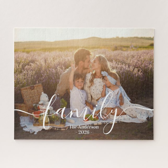 Quebra-cabeça Custom Family Photo – Personalized Last Name  (Horizontal)