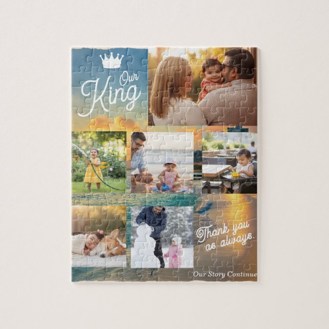 Quebra-cabeça Custom Father's Day Photo Collage | Our King (Vertical)