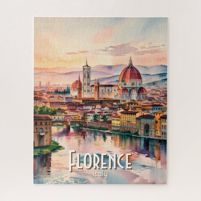 Quebra-cabeça Custom Florence Duomo Cathedral Watercolor Skyline (Vertical)