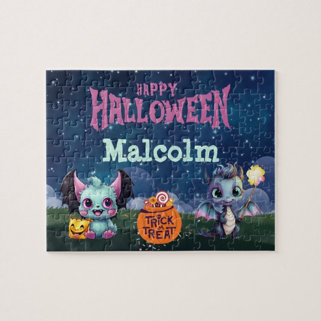 Quebra-cabeça Custom Name Halloween Dragon Puzzle  (Horizontal)