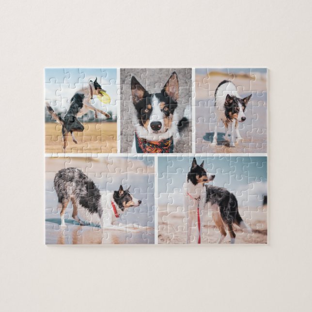 Quebra-cabeça Custom Pet Dog Photo Collage Jigsaw Puzzle (Horizontal)