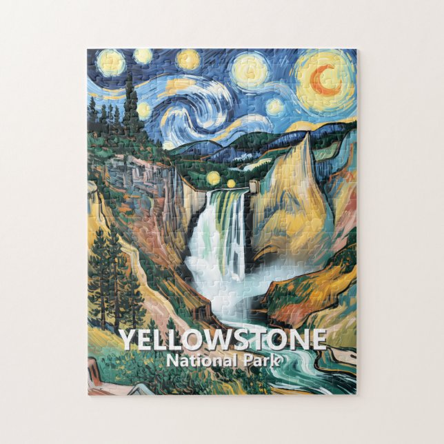 Quebra-cabeça Custom Yellowstone Lower Falls Van Gogh Colorful (Vertical)