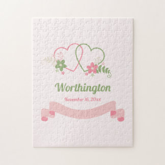 Quebra-cabeça Customizable Two Linked Hearts Love Design