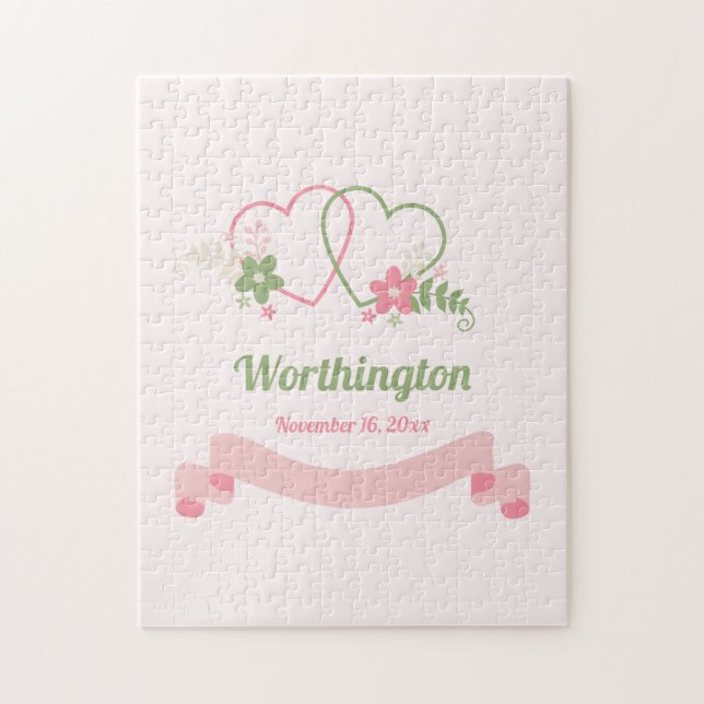 Quebra-cabeça Customizable Two Linked Hearts Love Design (Vertical)