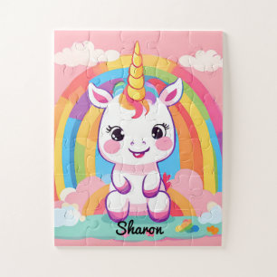 Quebra-cabeça Cute Baby Unicorn Rainbow