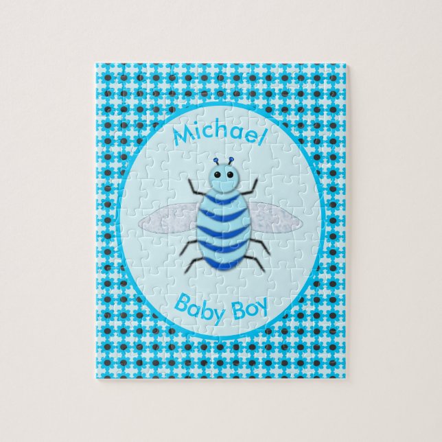 Quebra-cabeça Cute Blue Baby Boy Personalizado (Vertical)