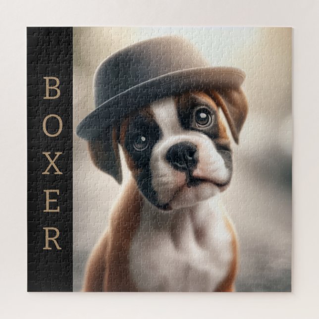 Quebra-cabeça Cute Boxer Puppy – Stylish Dog Art (Vertical)
