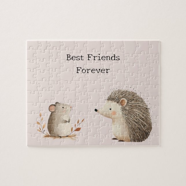 Quebra-cabeça Cute Brown Cream Hedgehog Mouse Best Friends (Horizontal)