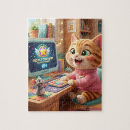 Quebra-cabeça Cute Cat Coder Achievement Jigsaw Puzzle